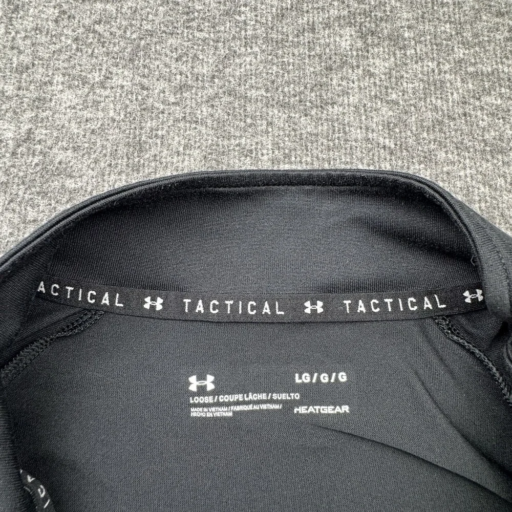Under Armour Tactical Pullover Mens‎ Large Black 1/4 Zip HeatGear Flag Stars USA